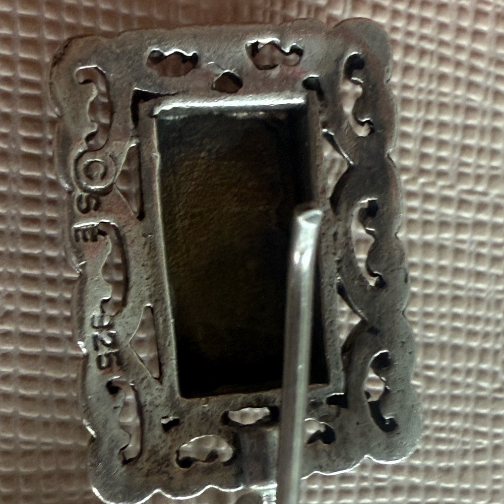 Intricate Silver Rectangular Earrings - image 5
